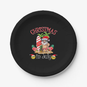 Christmas In July Santa Summer Beach Vacation Paper Plates