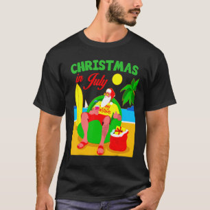 Christmas In July Santa Summer Beach Vacation T-Shirt