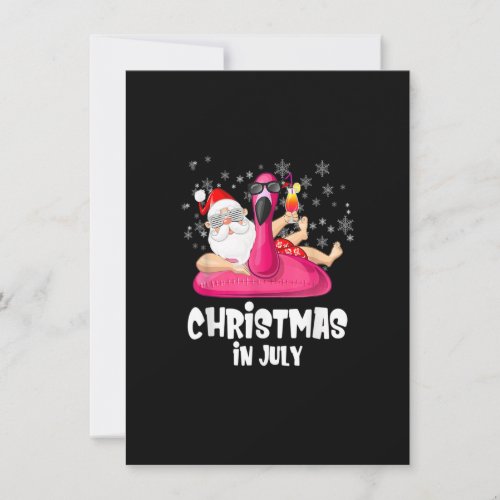 Christmas In July Santa Summer Flamingo Pool Float Invitation