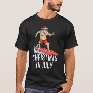 Christmas In July  Santa Summer Surf Surfing Surfe T-Shirt
