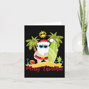 Christmas In July Santa Summer Surfing Beach Surf Card
