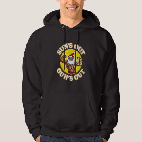 Christmas In July Santa Suns Out Guns Out Gym Work Hoodie