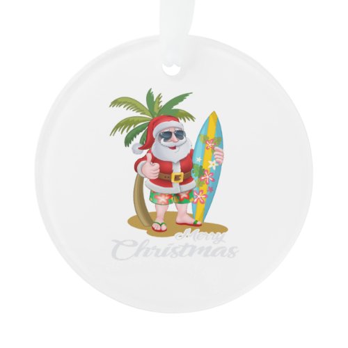 Christmas in July Santa Surf Hawaiian Men Summer Ornament