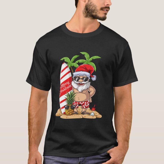 Christmas in July Santa Surf Hawaiian Men Summer S T-Shirt (Front)
