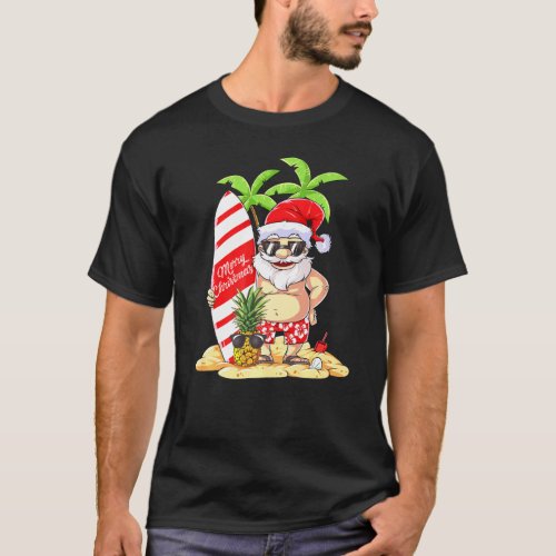 Christmas In July Santa Surf Hawaiian Men Summer S T_Shirt