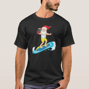 Christmas In July Santa Surfing Santa Hat Beach Su T-Shirt