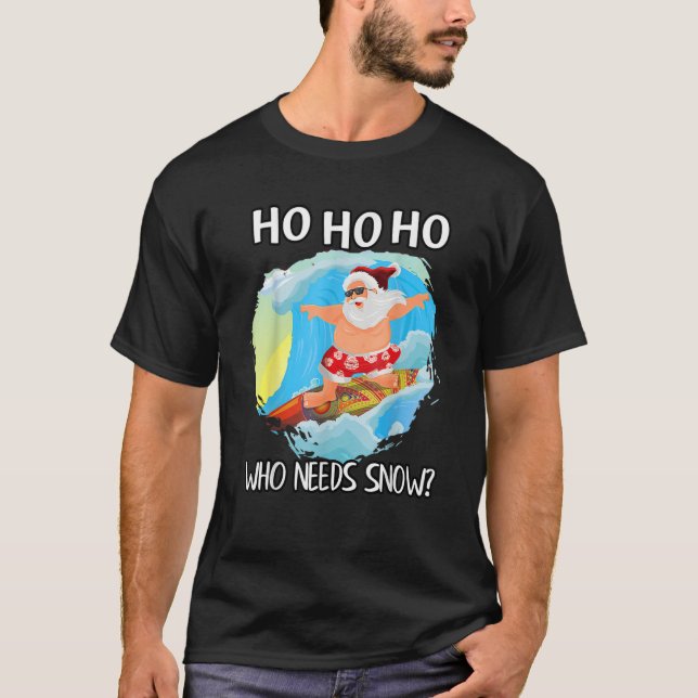 Christmas In July   Santa Surfing Summer Beach Vac T-Shirt (Front)