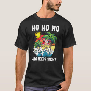Christmas In July  Santa Surfing Summer Beach Vaca T-Shirt