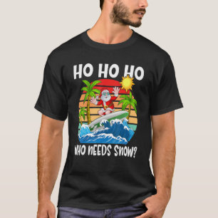 Christmas In July  Santa Surfing Summer Beach Vaca T-Shirt