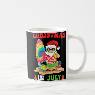 Christmas In July Santa Tie Dye Summer Surf Surfin Coffee Mug