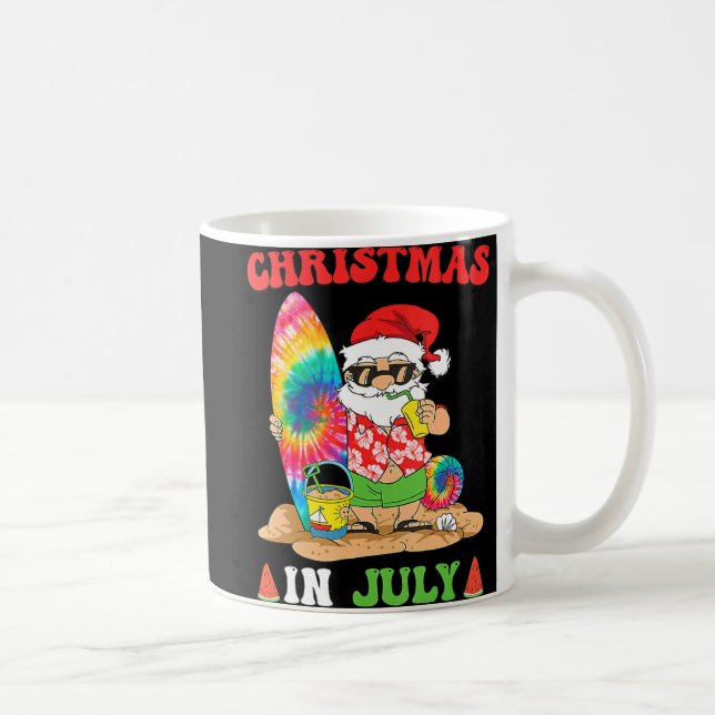 Christmas In July Santa Tie Dye Summer Surf Surfin Coffee Mug (Right)