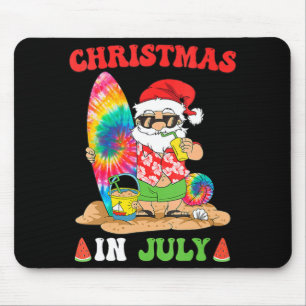 Christmas In July Santa Tie Dye Summer Surf Surfin Mouse Pad