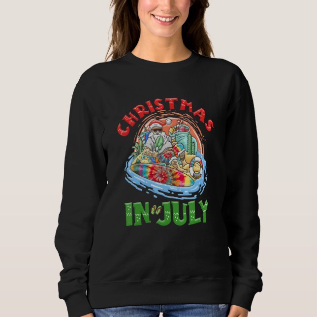 Christmas In July Santa Tie Dye Summer Surf Surfin Sweatshirt (Front)