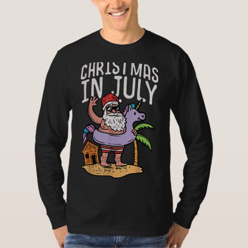 Christmas In July Santa Unicorn Floater  Summer T_Shirt