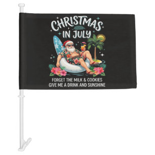 Christmas in July Santa Vacation Drink Car Flag