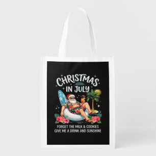 Christmas in July Santa Vacation Drink Grocery Bag