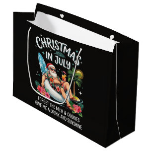 Christmas in July Santa Vacation Drink Large Gift Bag