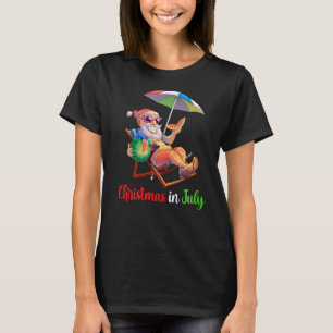 Christmas In July Santa Watermelon Tropical Hawaii T-Shirt