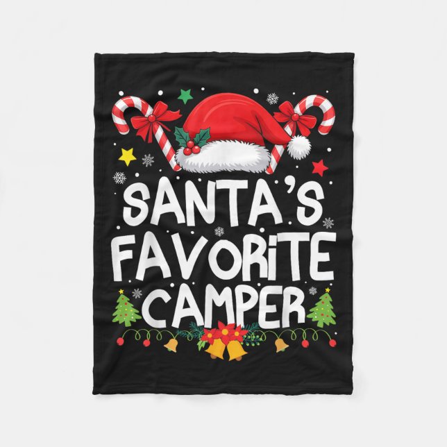 Christmas In July Santas Favorite Camper Camping L Fleece Blanket (Front)