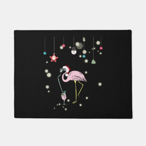 Christmas In July Shirt  Funny Flamingo in Santa  Doormat