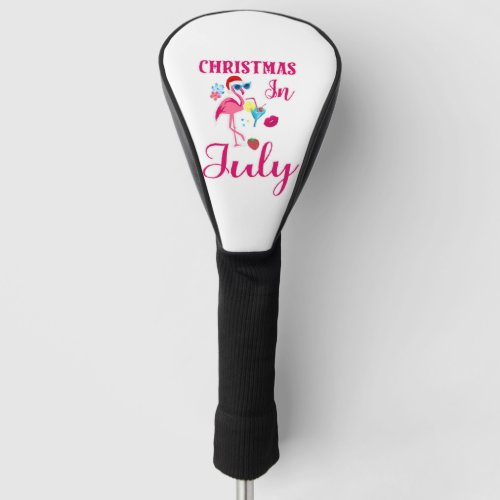 Christmas In July Shirt _ Funny Flamingo In Santa Golf Head Cover