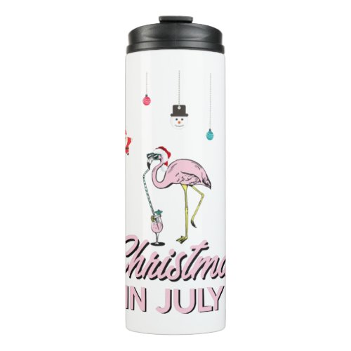 Christmas In July Shirt  Funny Flamingo in Santa Thermal Tumbler