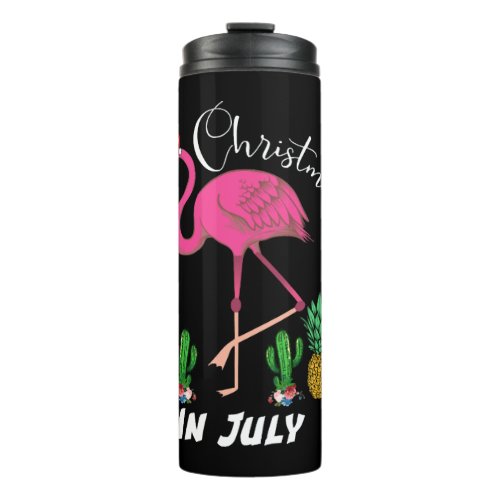 Christmas In July Shirts Flamingo Gifts for Girls Thermal Tumbler