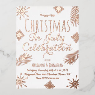 Christmas In July Snowflakes Foil Pressed Foil Holiday Postcard