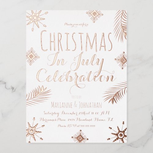 Christmas In July Snowflakes Foil Pressed Foil Holiday Postcard