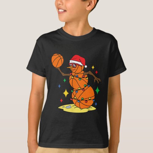 Christmas In July Snowman Basketball Beach Xmas Vi T_Shirt