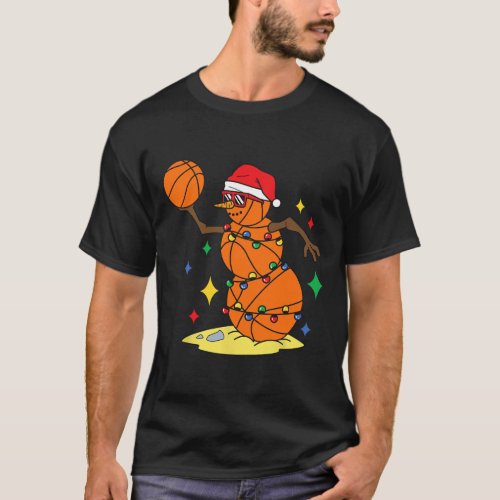 Christmas In July Snowman Basketball Beach Xmas Vi T_Shirt