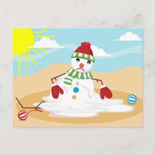 christmas in july snowman holiday postcard