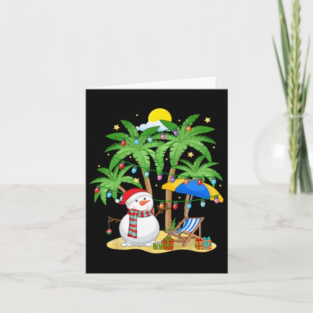 Christmas In July Snowman On Palm Tree Tropical Be Card (Front)