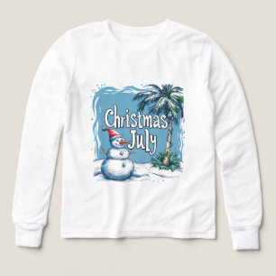 Christmas in July Snowman & Palm Tree Design Tri-Blend Shirts