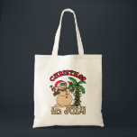 Christmas in July Snowman Sand Beach Tote Bag<br><div class="desc">Cool Christmas in July design features snowman made out of sand standing next to palm tree</div>