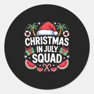 Christmas In July Squad Funny Summer Vacation Men Classic Round Sticker
