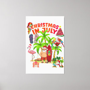 Christmas In July Squad Santa And Friends Xmas Boy Canvas Print