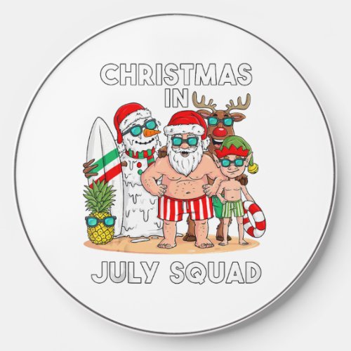 Christmas In July Squad Santa And Friends Xmas Boy Wireless Charger