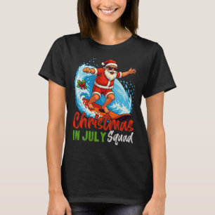 Christmas In July Squad Santa Claus Surfing Summer T-Shirt
