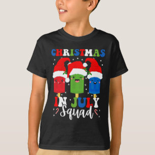 Christmas In July Squad Santa Hats Popsicles Xmas T-Shirt