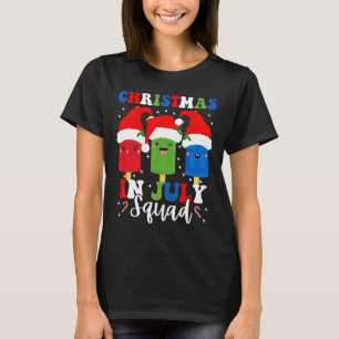 Christmas In July Squad Santa Hats Popsicles Xmas  T-Shirt