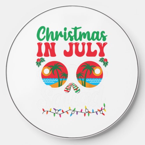 Christmas In July Squad Shirt Family Beach Vacatio Wireless Charger