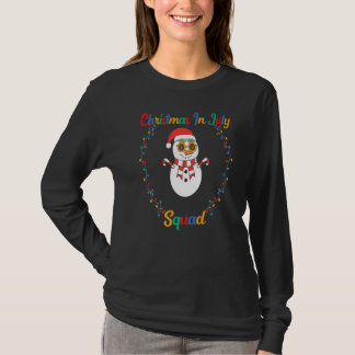 Christmas In July Squad Summer Cute Snowman With X T-Shirt