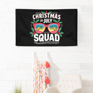 Christmas In July Squad Sunglasses Summer Beach Banner