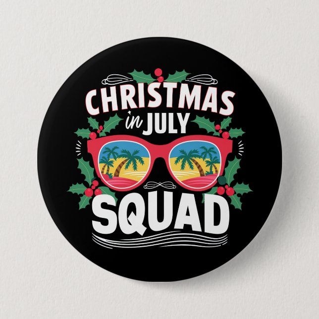 Christmas In July Squad Sunglasses Summer Beach Button (Front)