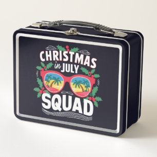 Christmas In July Squad Sunglasses Summer Beach Metal Lunch Box