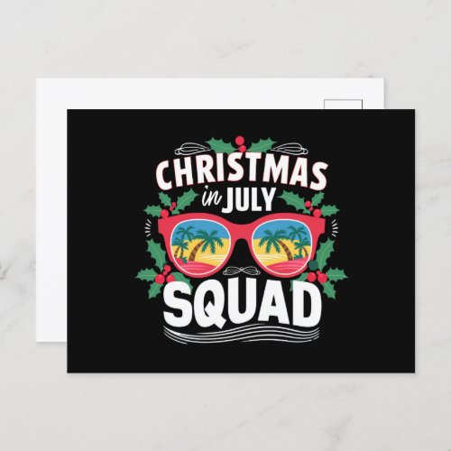 Christmas In July Squad Sunglasses Summer Beach Postcard