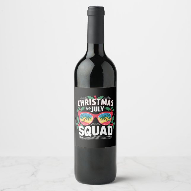 Christmas In July Squad Sunglasses Summer Beach Wine Label (Front)