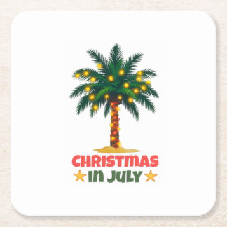 Christmas In July Square Paper Coaster