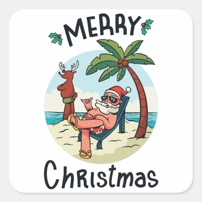 Christmas in July Square Sticker (Front)